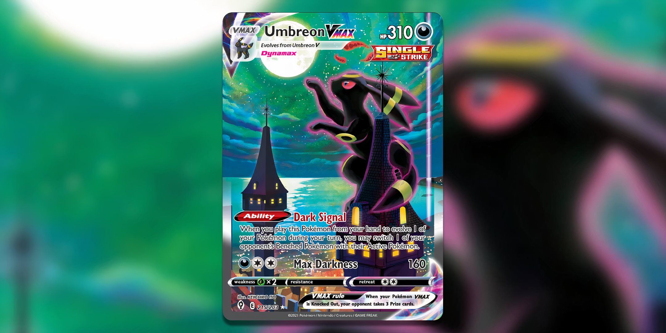 Umbreon VMAX Alt Art Secret from Evolving Skies in the Pokemon TCG,