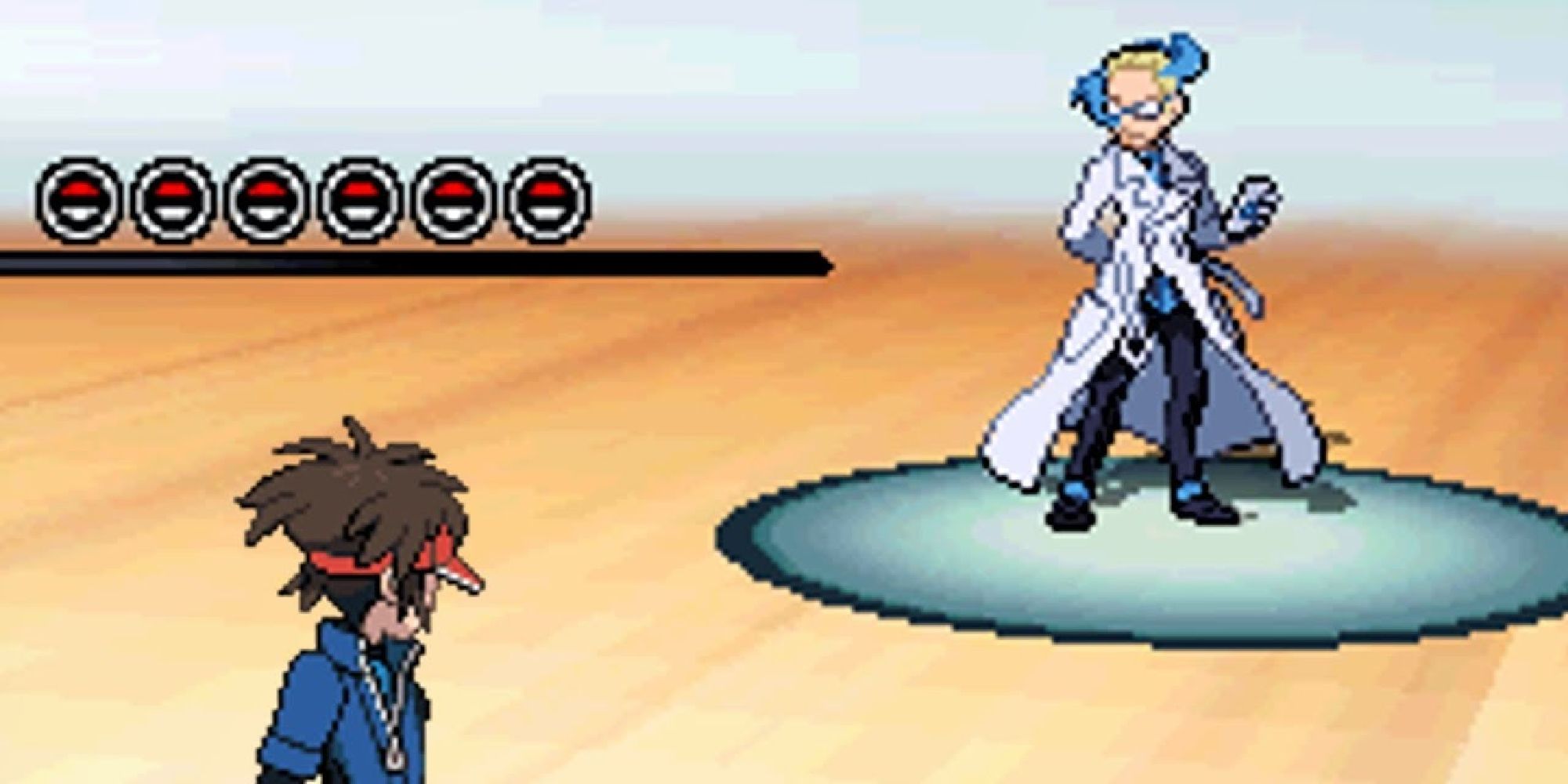 A male trainer battling Colress in Black 2 & White 2