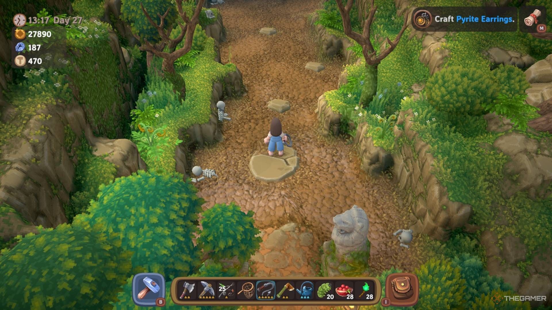 Player character waiting on a round rock surrounded by quick sand in Luma Island.