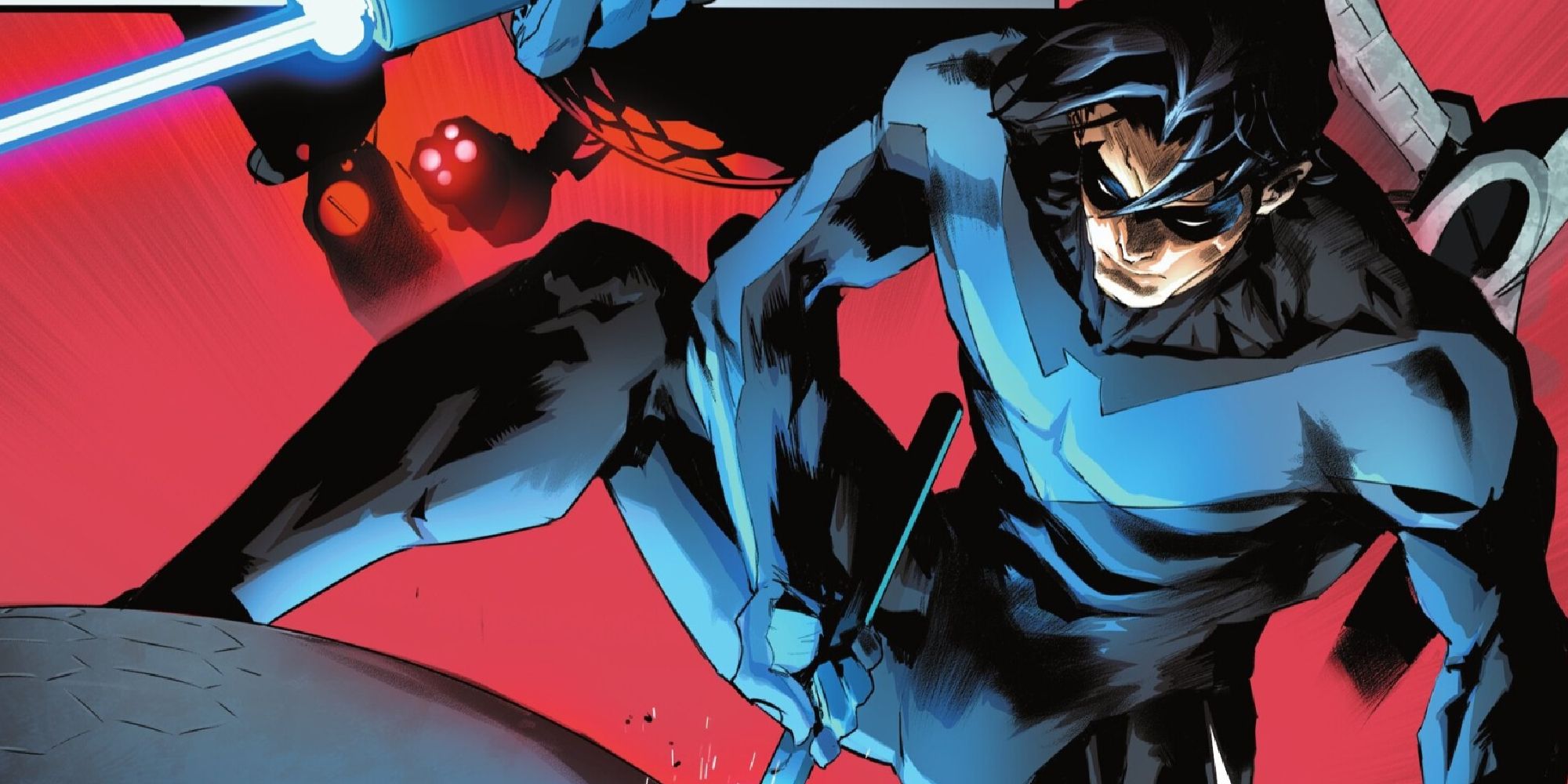 Nightwing wielding his escrima stick in Nightwing #120