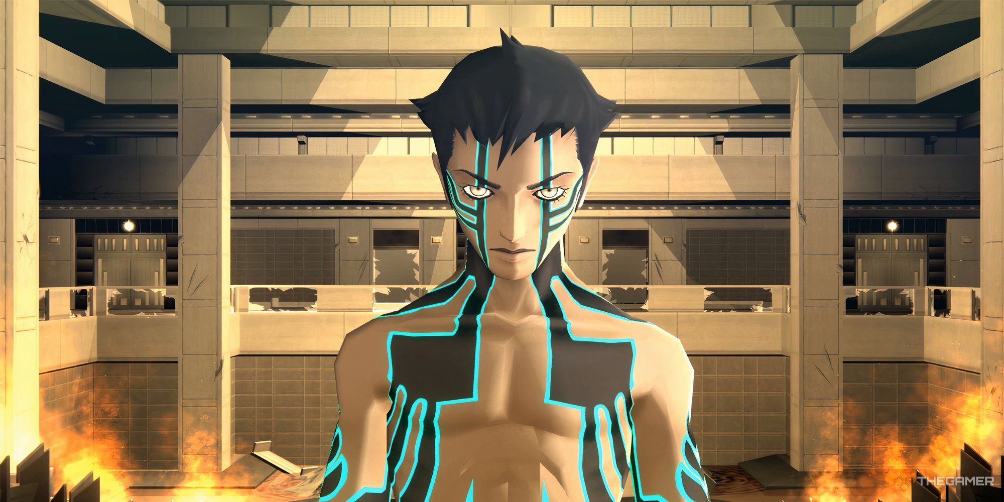 The demifiend in Ikebukuro looking at the camera in shin megami tensei 3 nocturne.