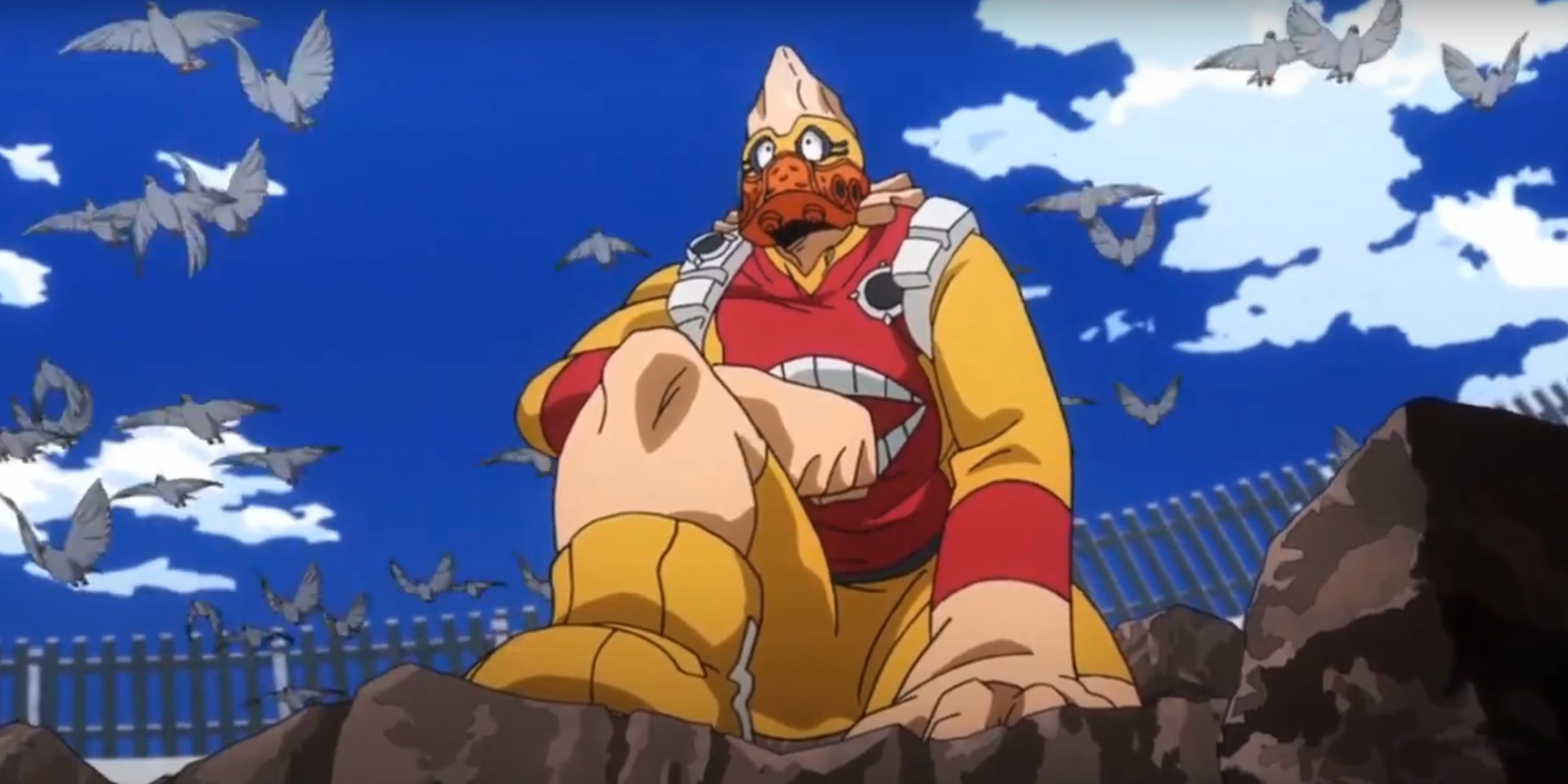 Koda Koji commands the birds to help him in My Hero Academia.