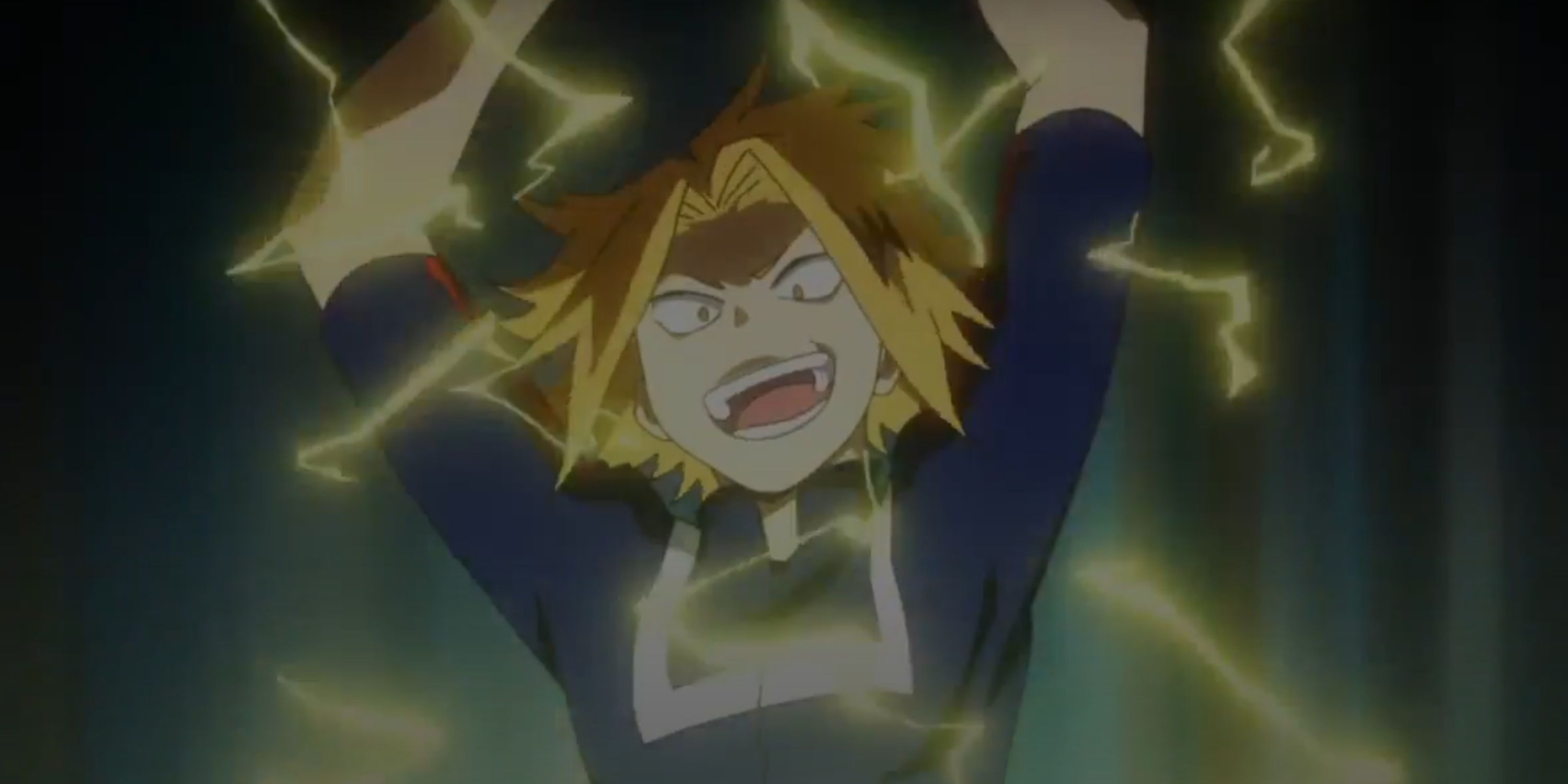 Kaminari Denki about to unleash his Quirk in My Hero Academia.