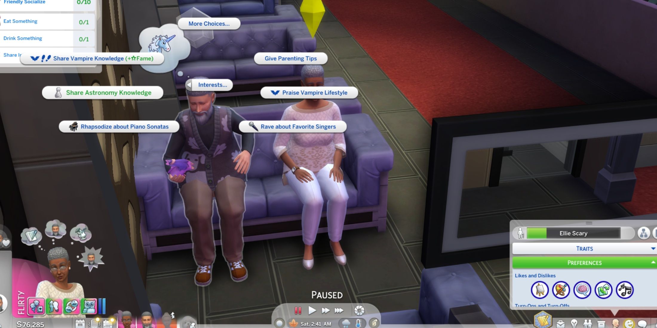 two household sims social event