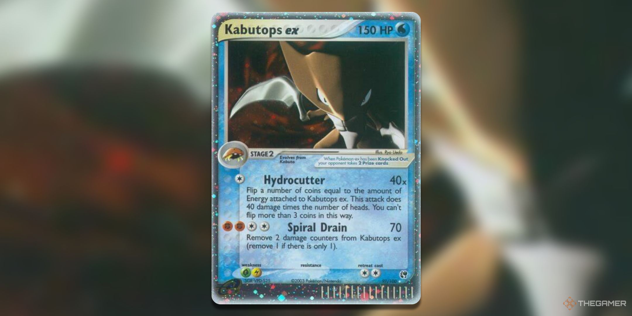 Sandstorm Kabutops ex Pokemon TCG Card Art.