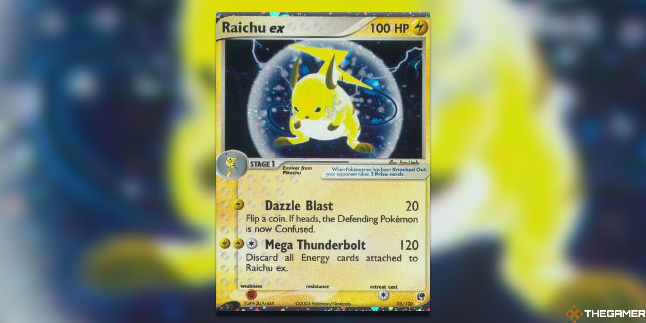 The Raichu EX from Sandstorm in the Pokemon TCG.