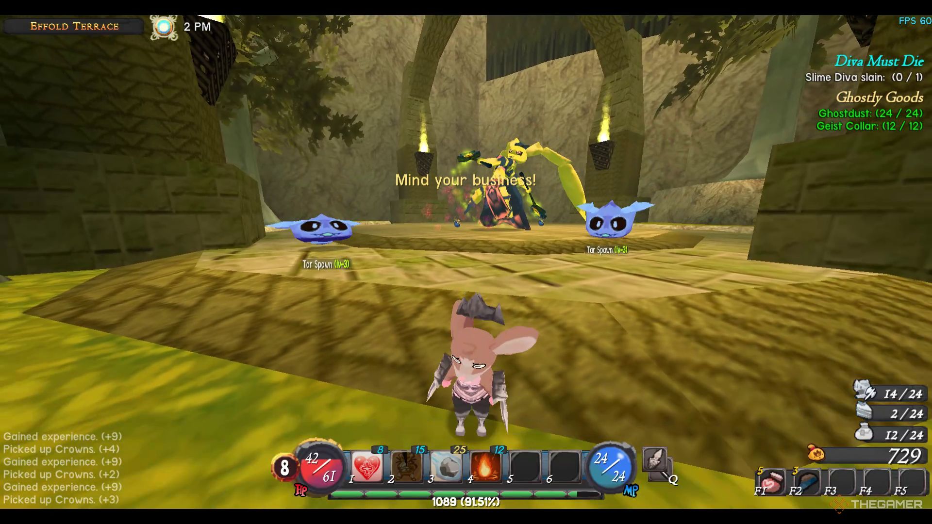 The image shows that Slime Diva has just appeared in front of the player in Atlyss.