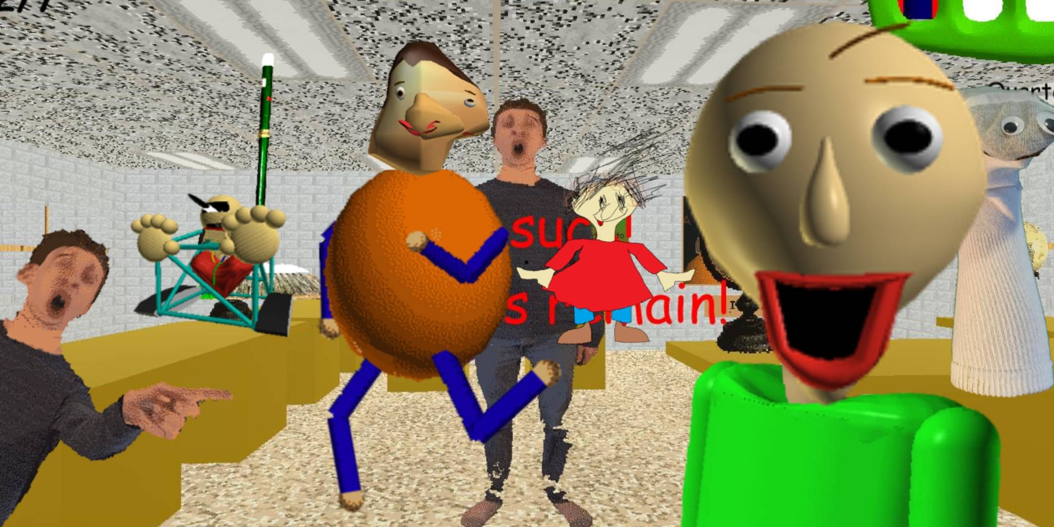 Baldi's Basics In Education & Learning edutainment horror parody game windows XP flash games adobe