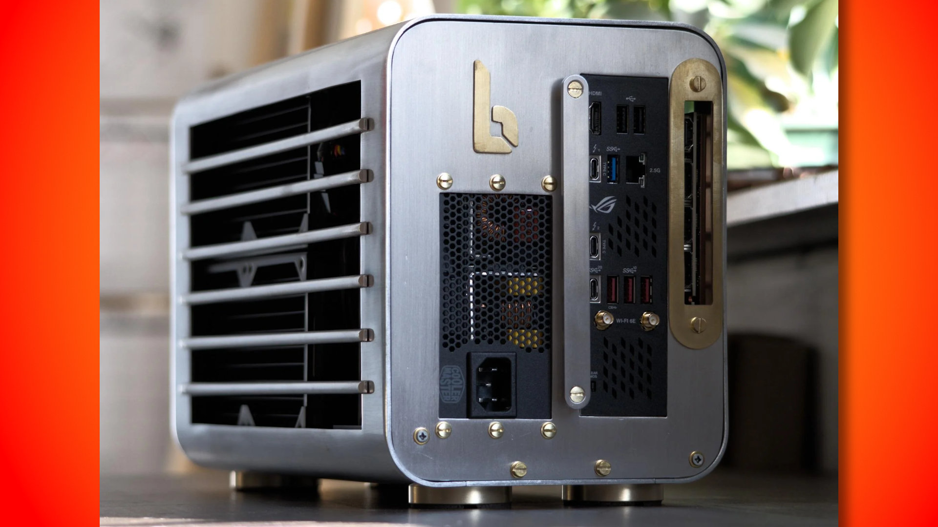 Back IO and side profile of the Toaster gaming PC