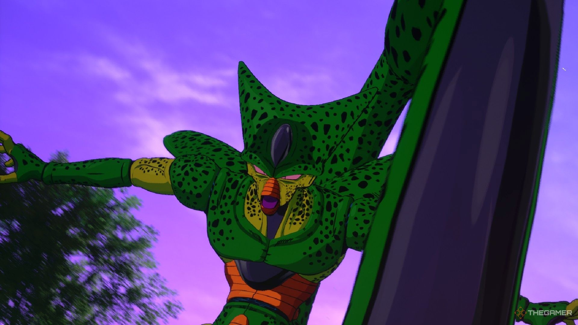 Dragon Ball Sparking Zero image showing Cell on his 1st form absorbing android 17.