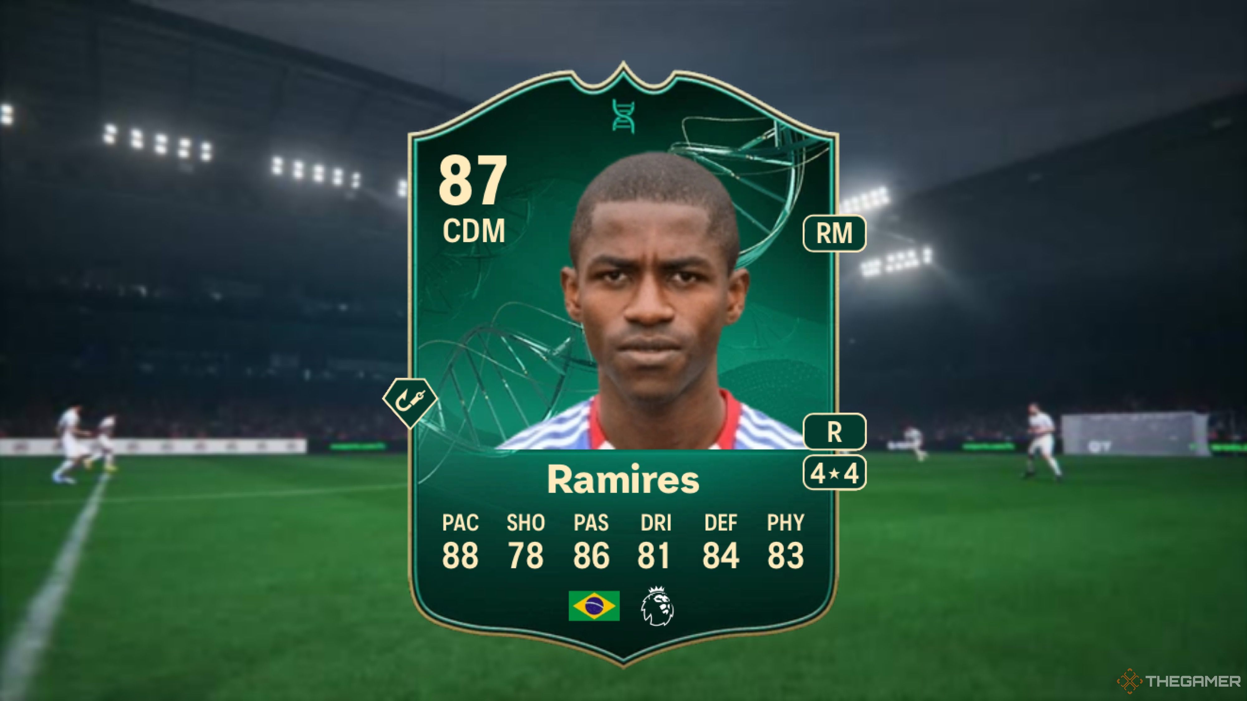 Image showing Ramires card against a faded stadium background