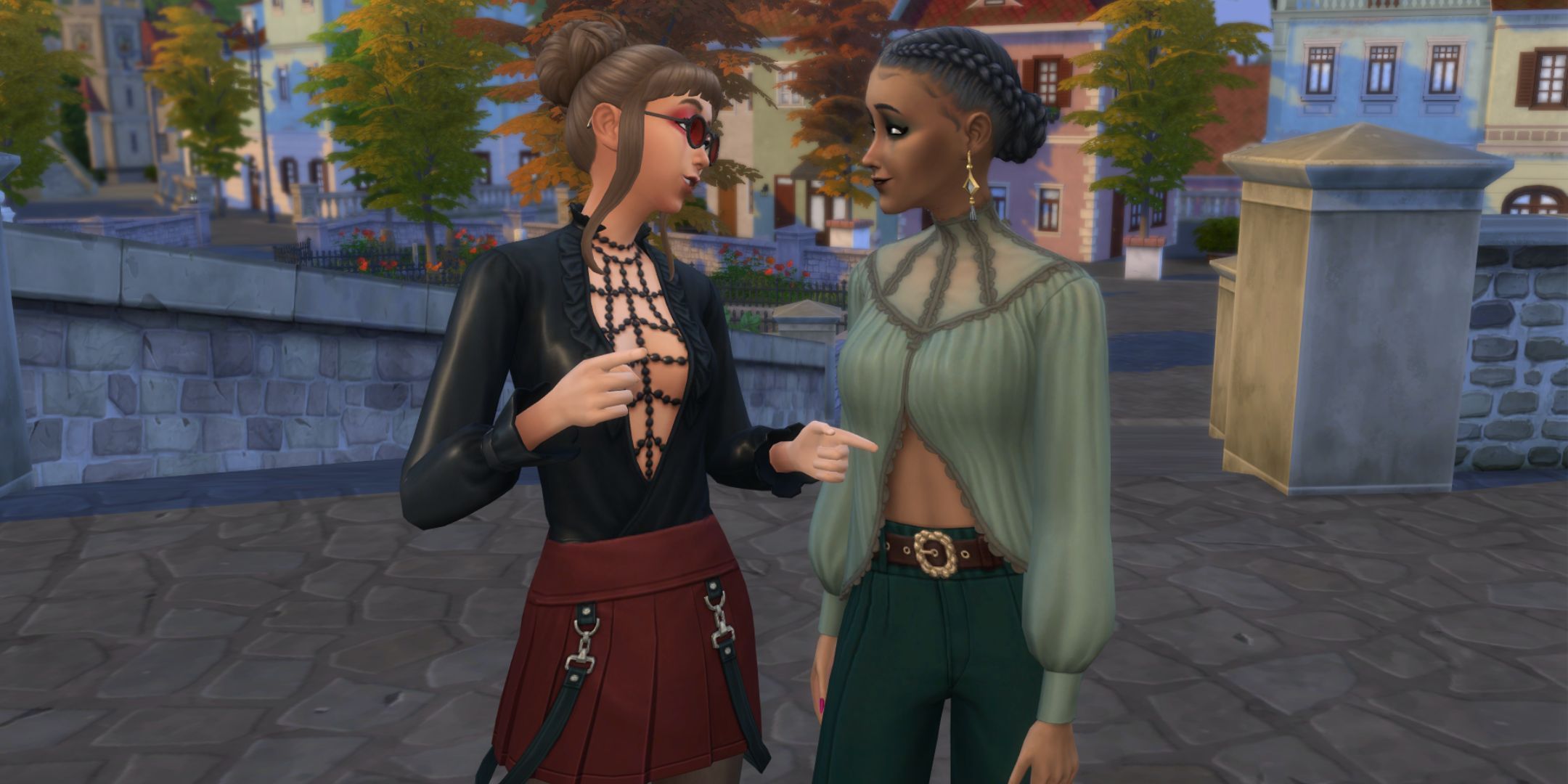 A Sim gossips with Olive Specter.