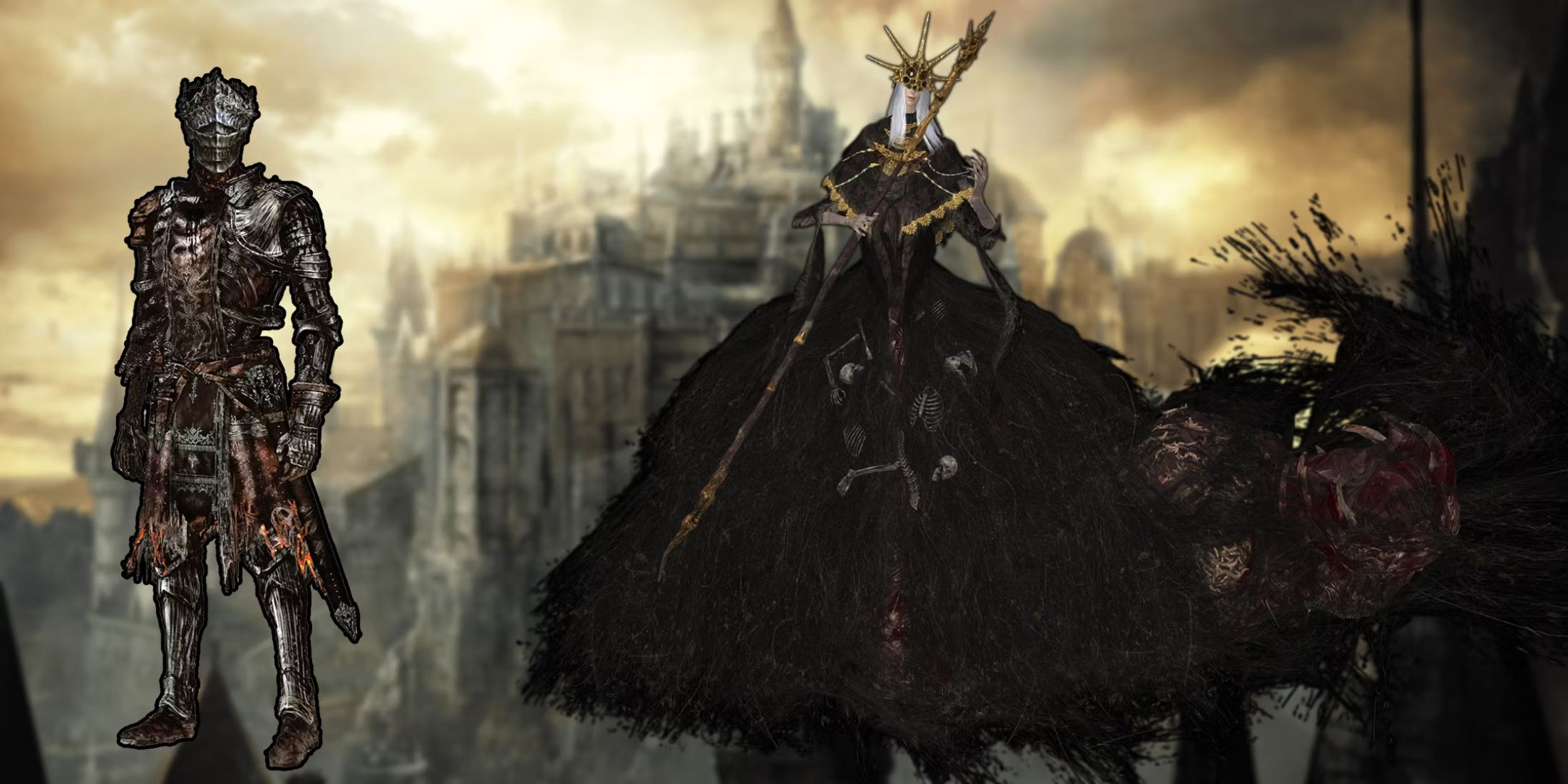 A collage of the hardest bosses in Dark Souls 3