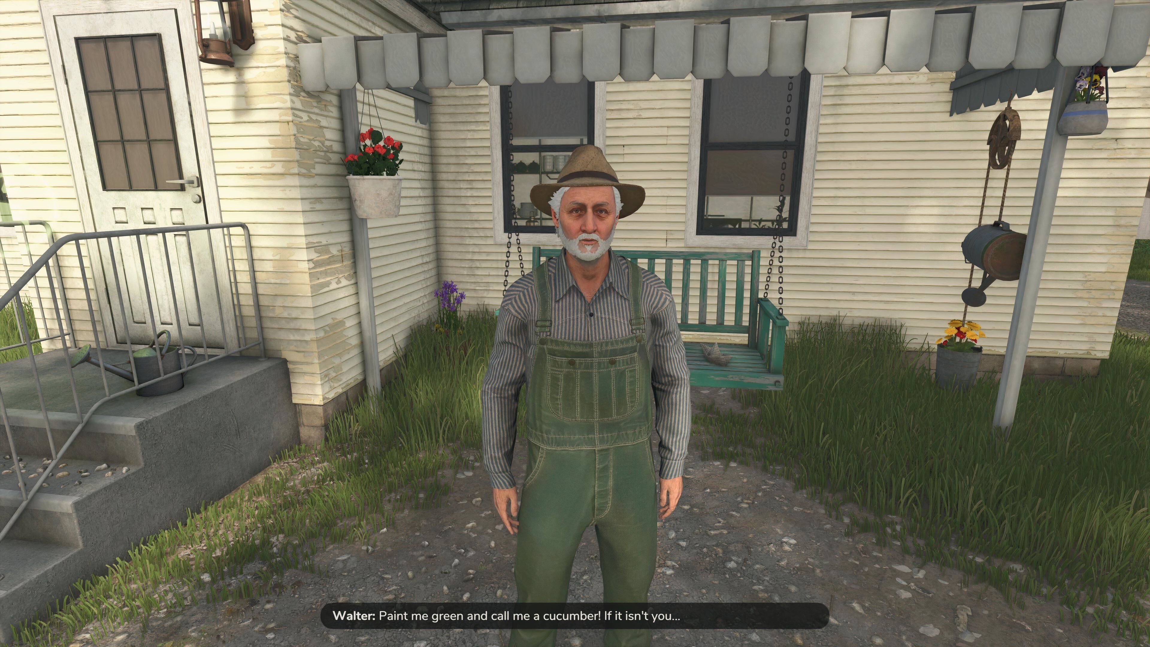 The player character's grandfather proclaims that he could be painted green and called a cucumber in Farming Simulator 25.