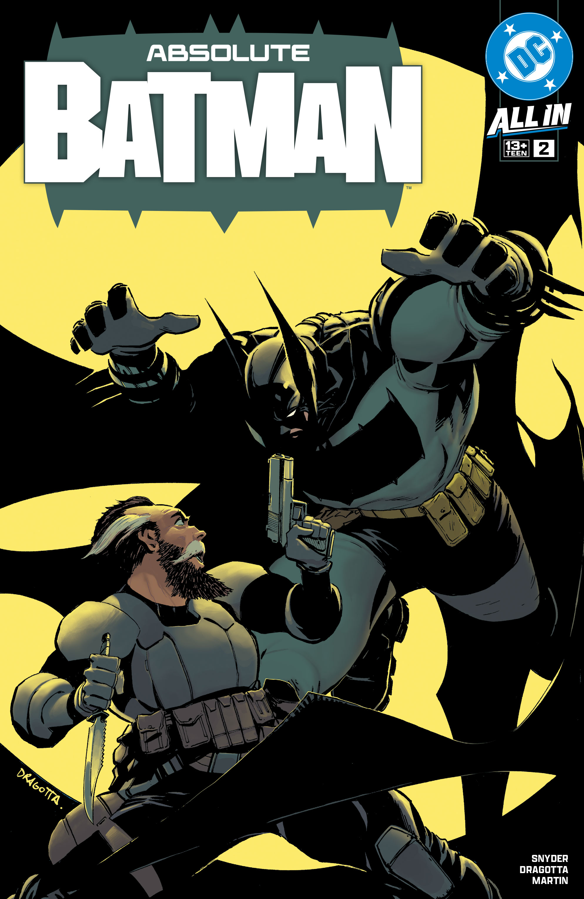 Batman and Alfred grapple on the cover of Absolute Batman #2.