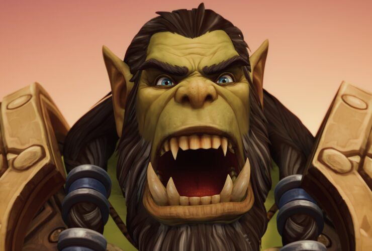 An orc from World of Warcraft roars at the screen