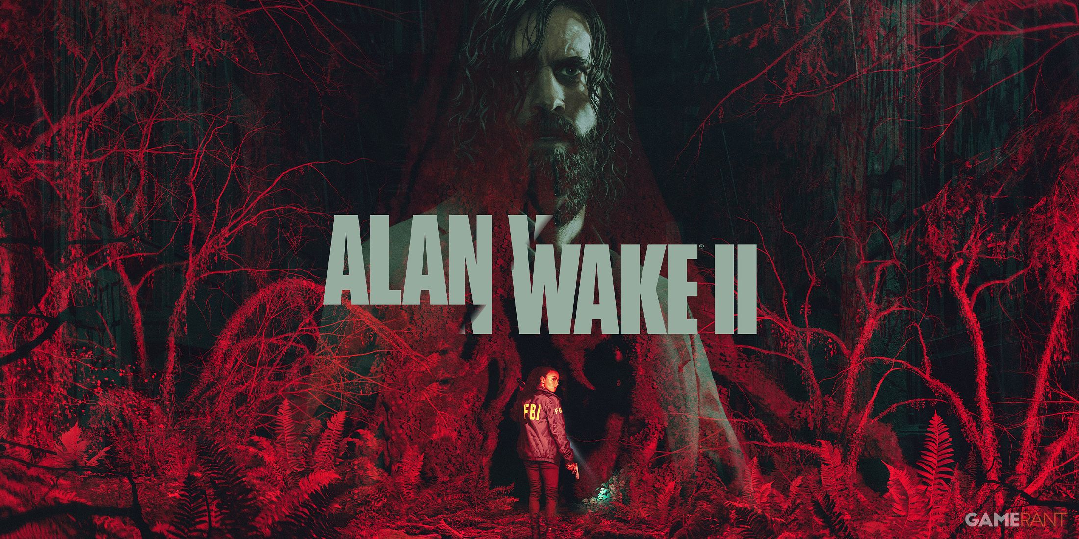 Alan Wake 2 key art with distorted logo