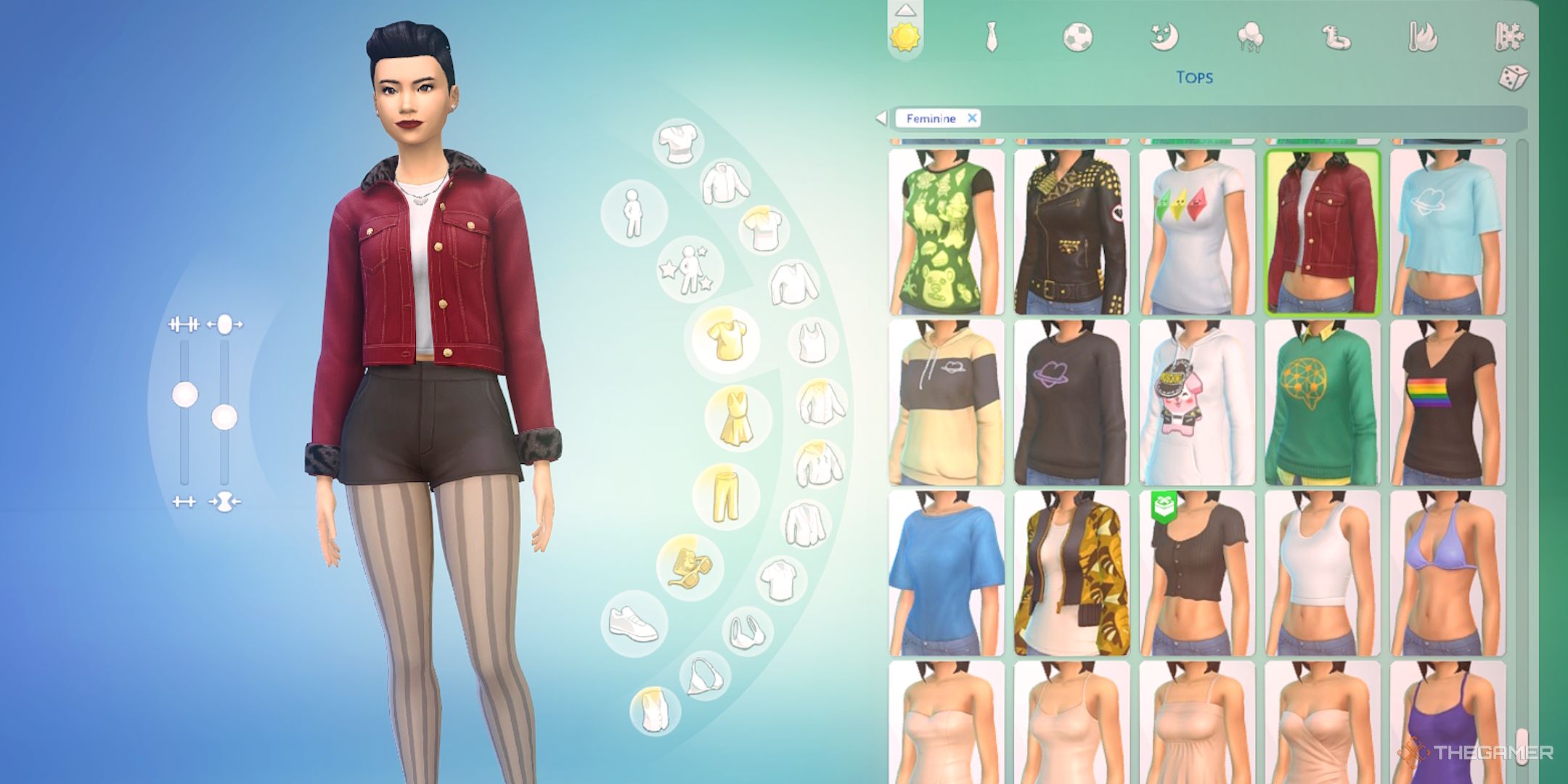 A Sim in CAS with five columns for items.