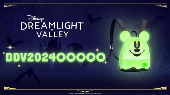 A glow-in-the-dark Mickey Mouse backpack and the Dreamlight Valley code to redeem in-game. 