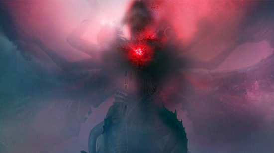 Once human Twitch drops: An ethereal Once Human boss glows red as a mist forms around it.