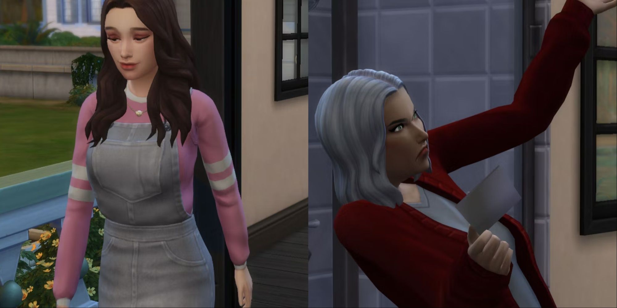 A collage of a Sim walking calmly on the left and another Sim acting on the right.