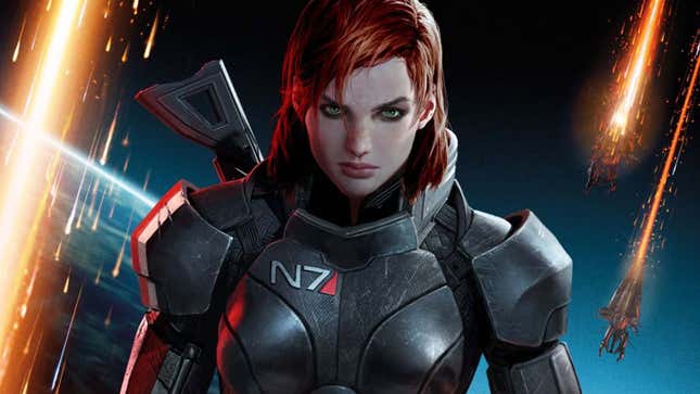 An image shows Shepard from Mass Effect 3. 