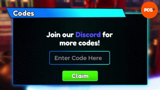 The menu to redeem Anime Royale codes