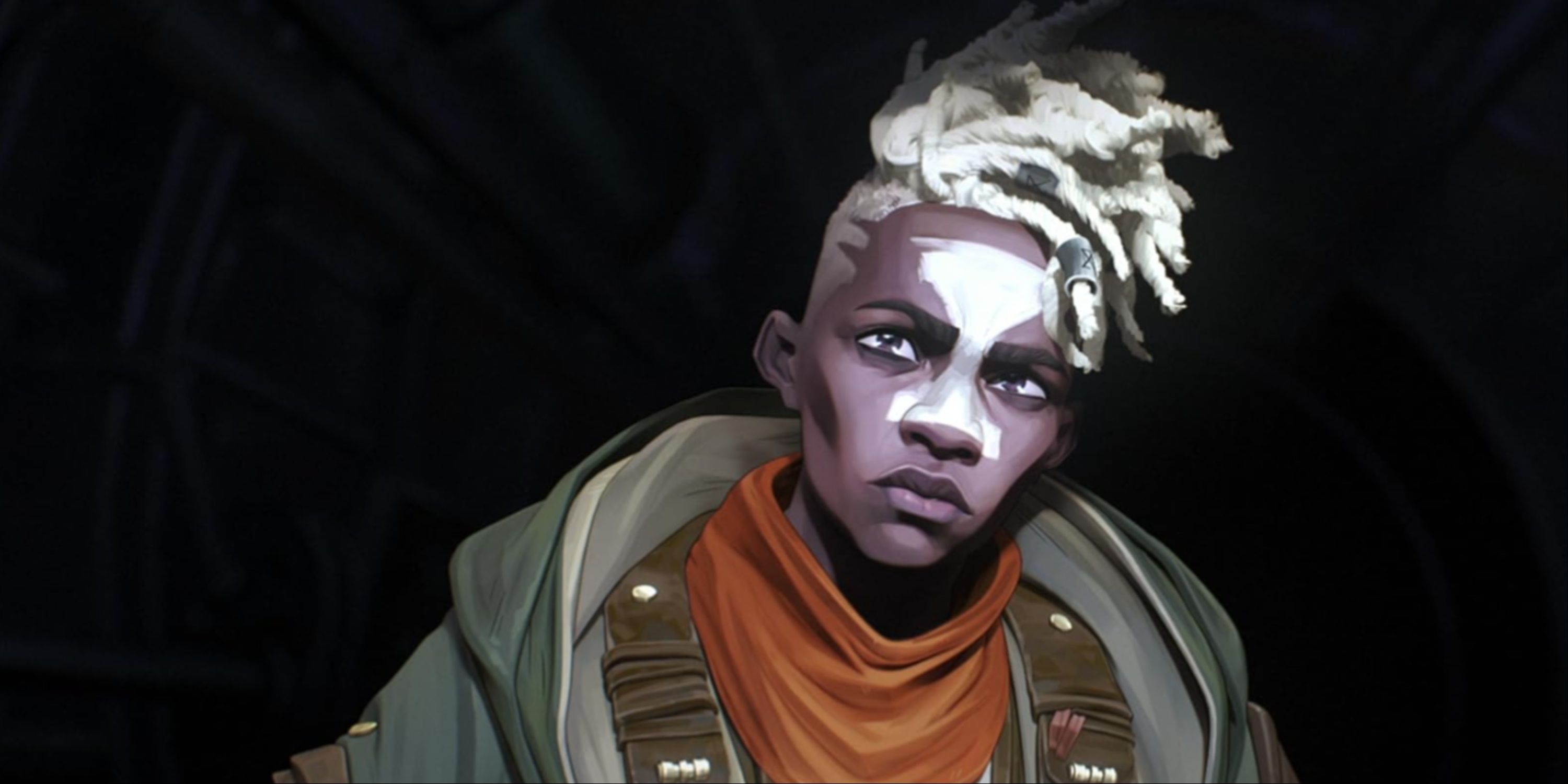 A close-up of the character Ekko in the Netflix series Arcane.