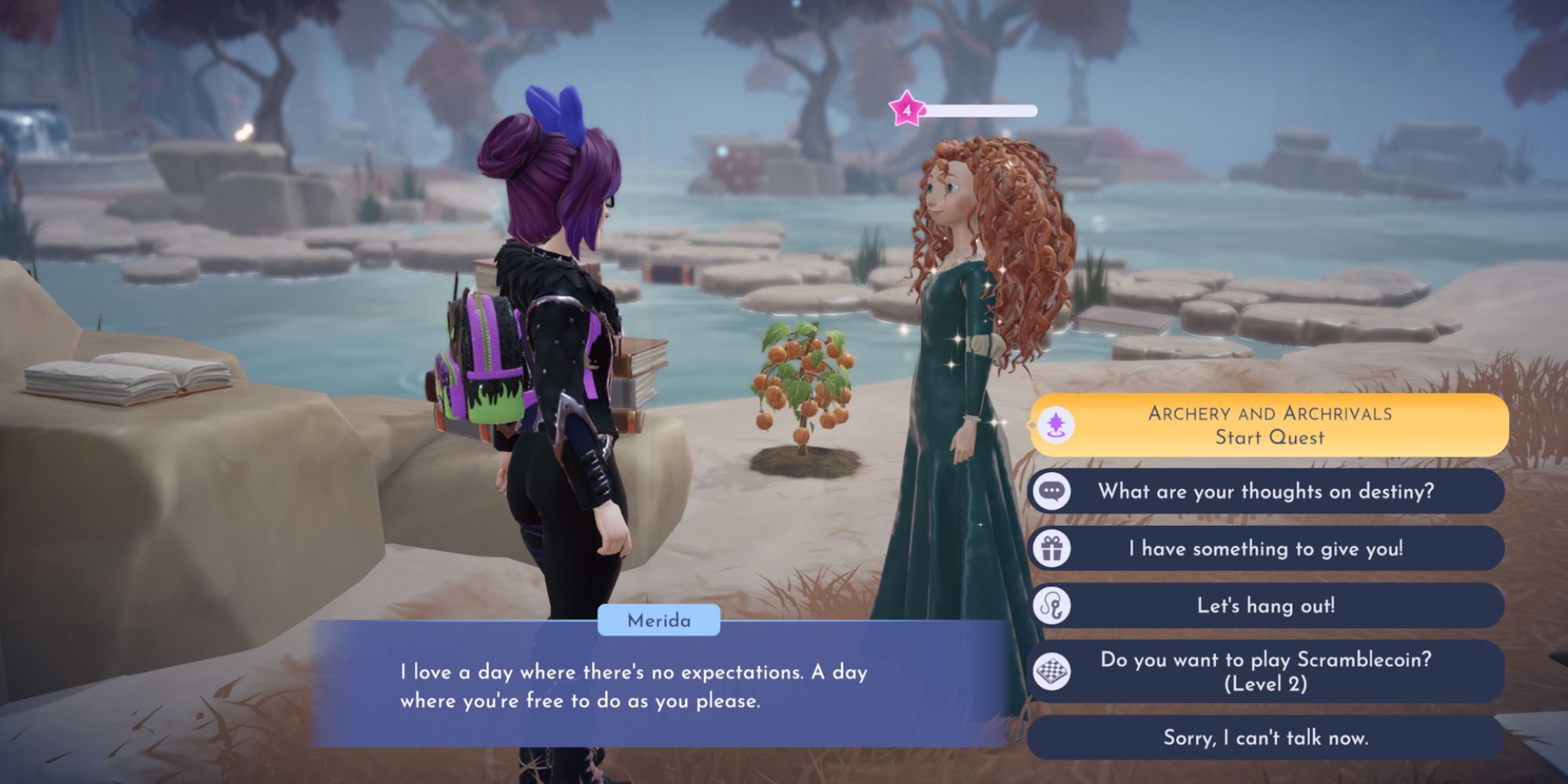 Starting Merida's Archery and Archrivals quest in Disney Dreamlight Valley