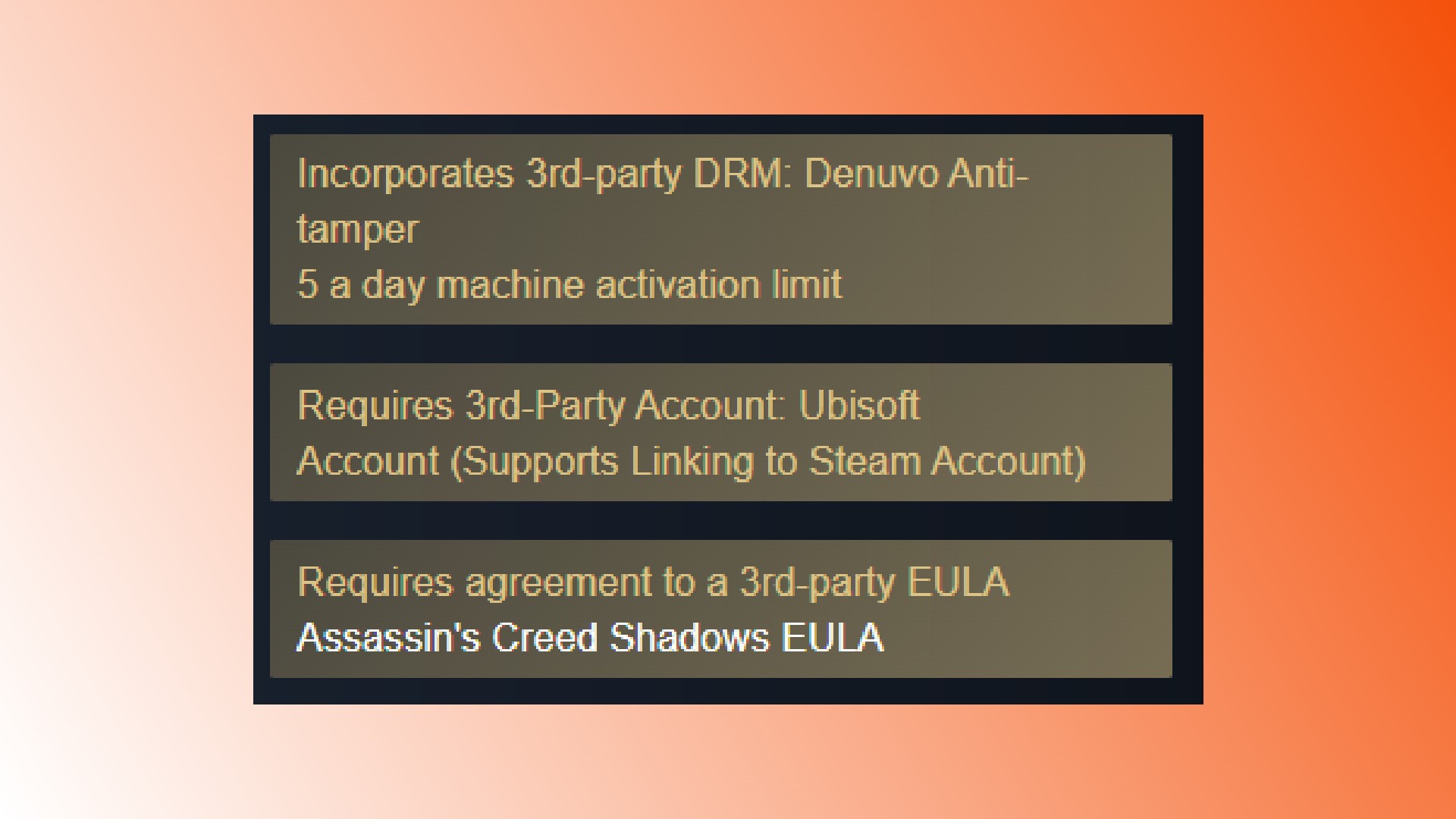 Assassin's Creed Shadows Denuvo: Steam requirements for Ubisoft RPG Assassin's Creed Shadows