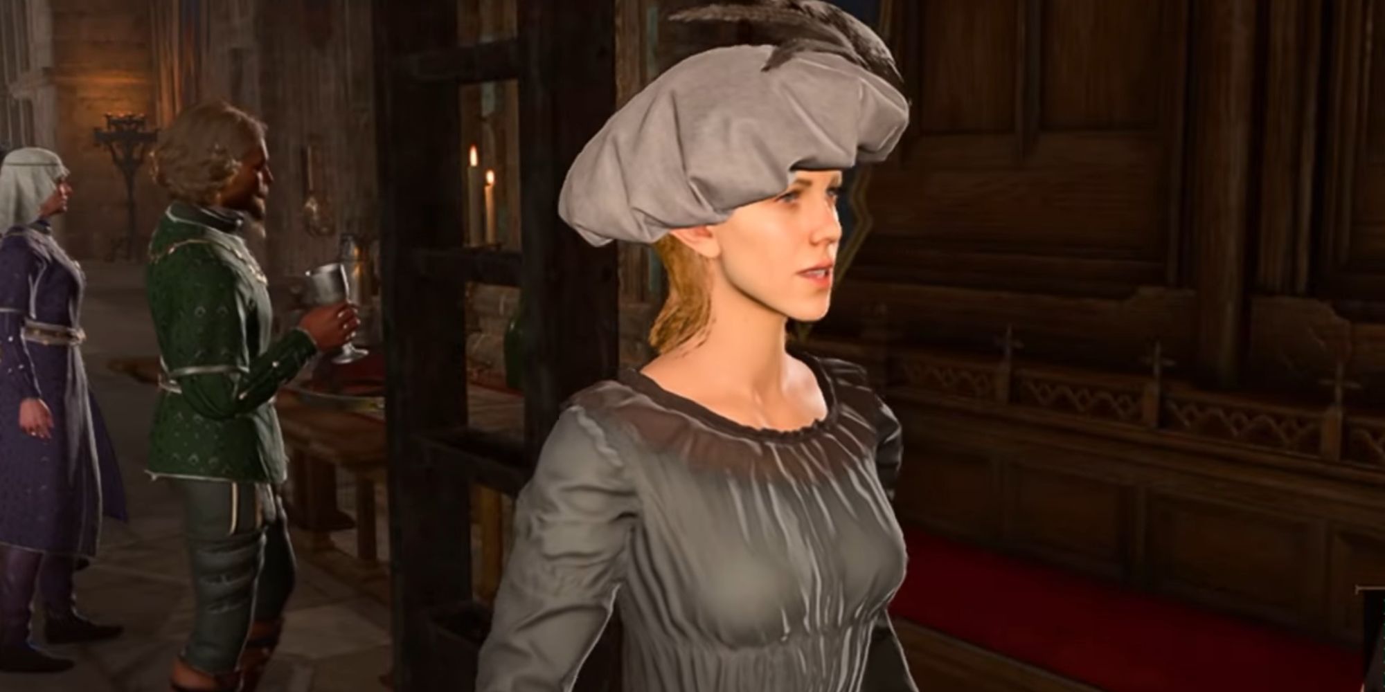 A woman in Baldur's Gate 3 seen from a first-person perspective