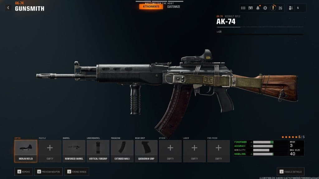 in-game screenshot of the AK-74 in the Gunsmith page of Black Ops 6.