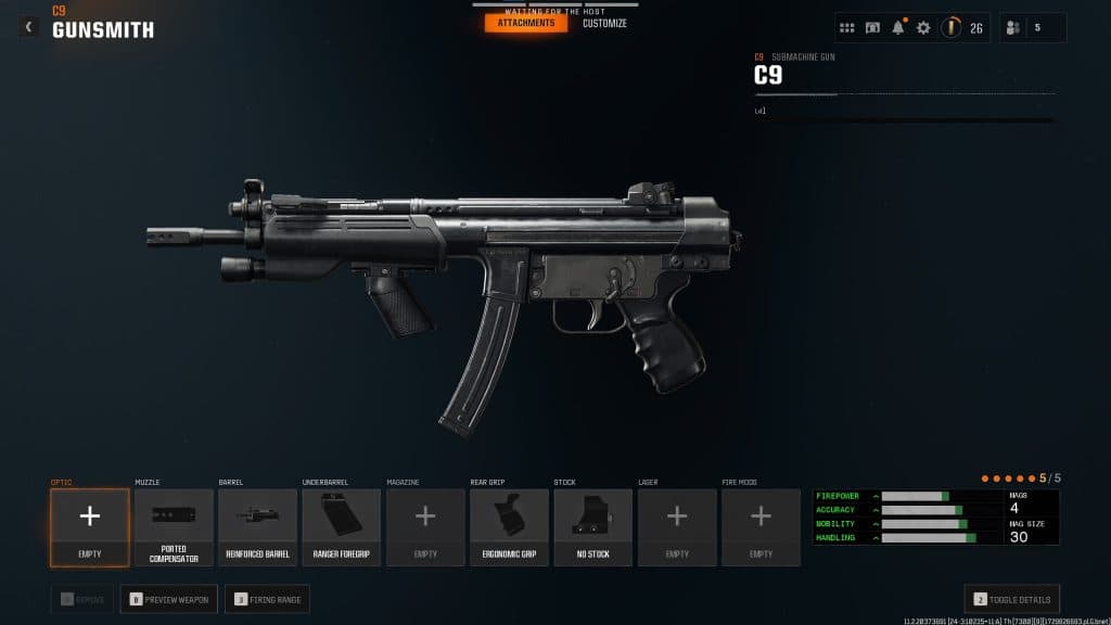 in-game screenshot of the C9 in the Gunsmith page of Black Ops 6.