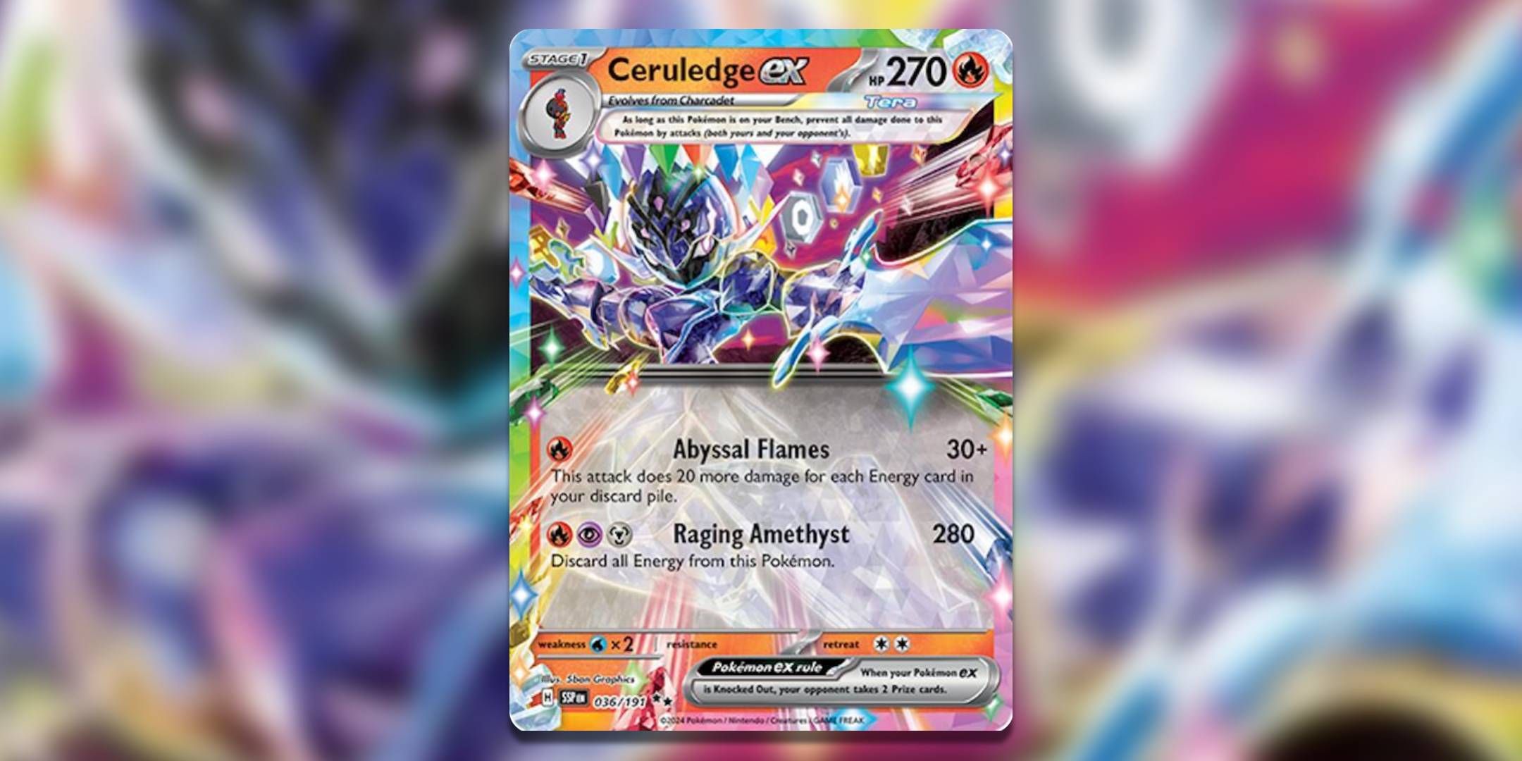 The Pokemon TCG card Ceruledge ex by 5ban Graphics.