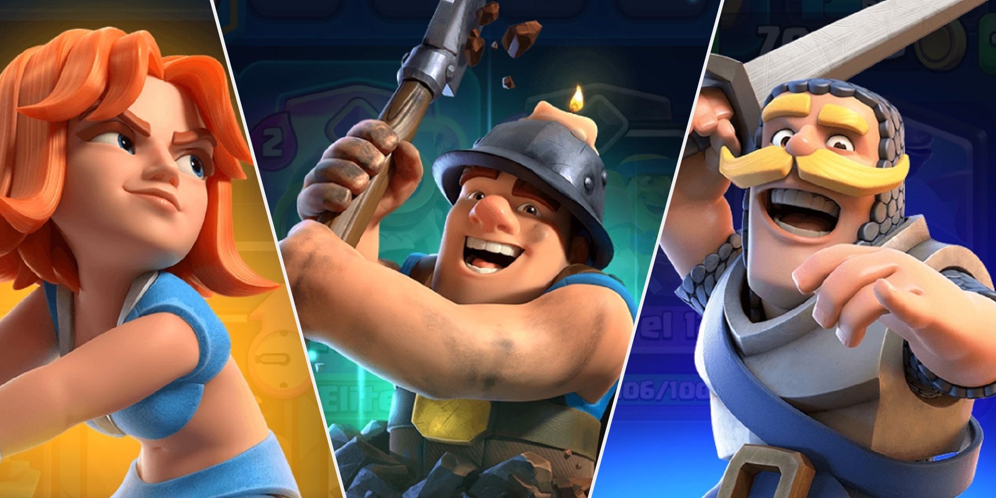 Valkyrie left, Miner middle, Knight right