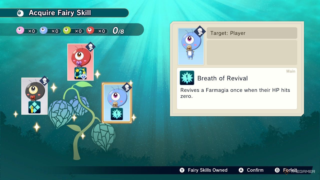 Breath of revival  fairy skill is shown in farmagia.