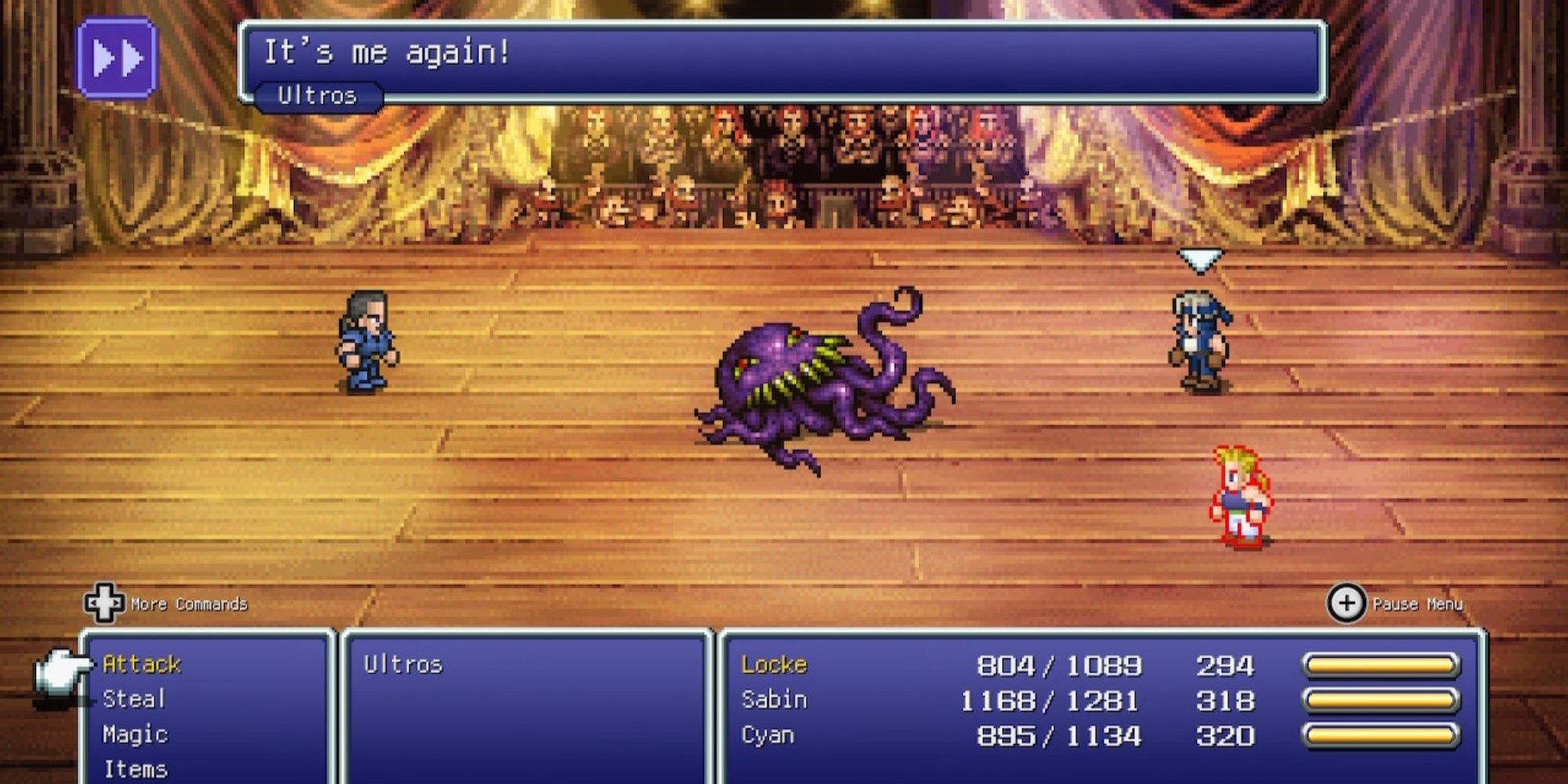 Fighting Ultros in Final Fantasy 6