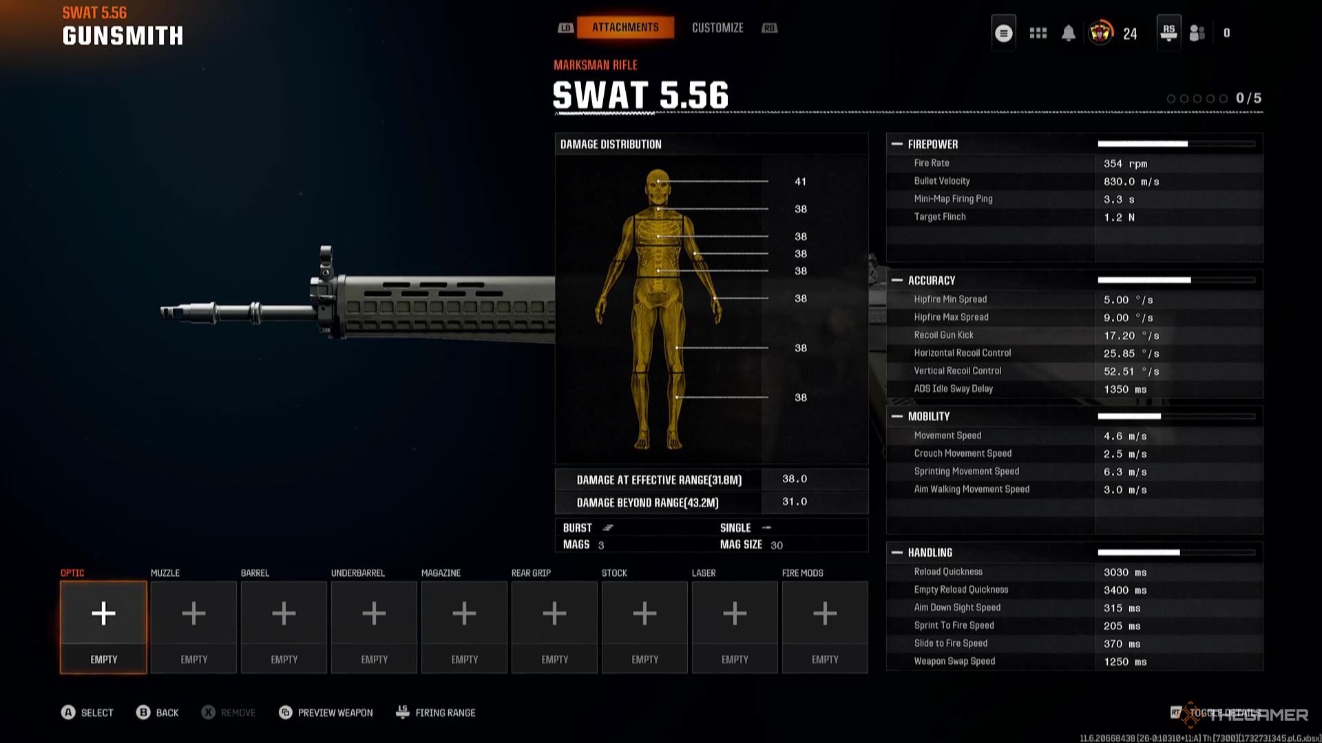 The default SWAT 5.56 stats in Call of Duty: Black Ops 6.