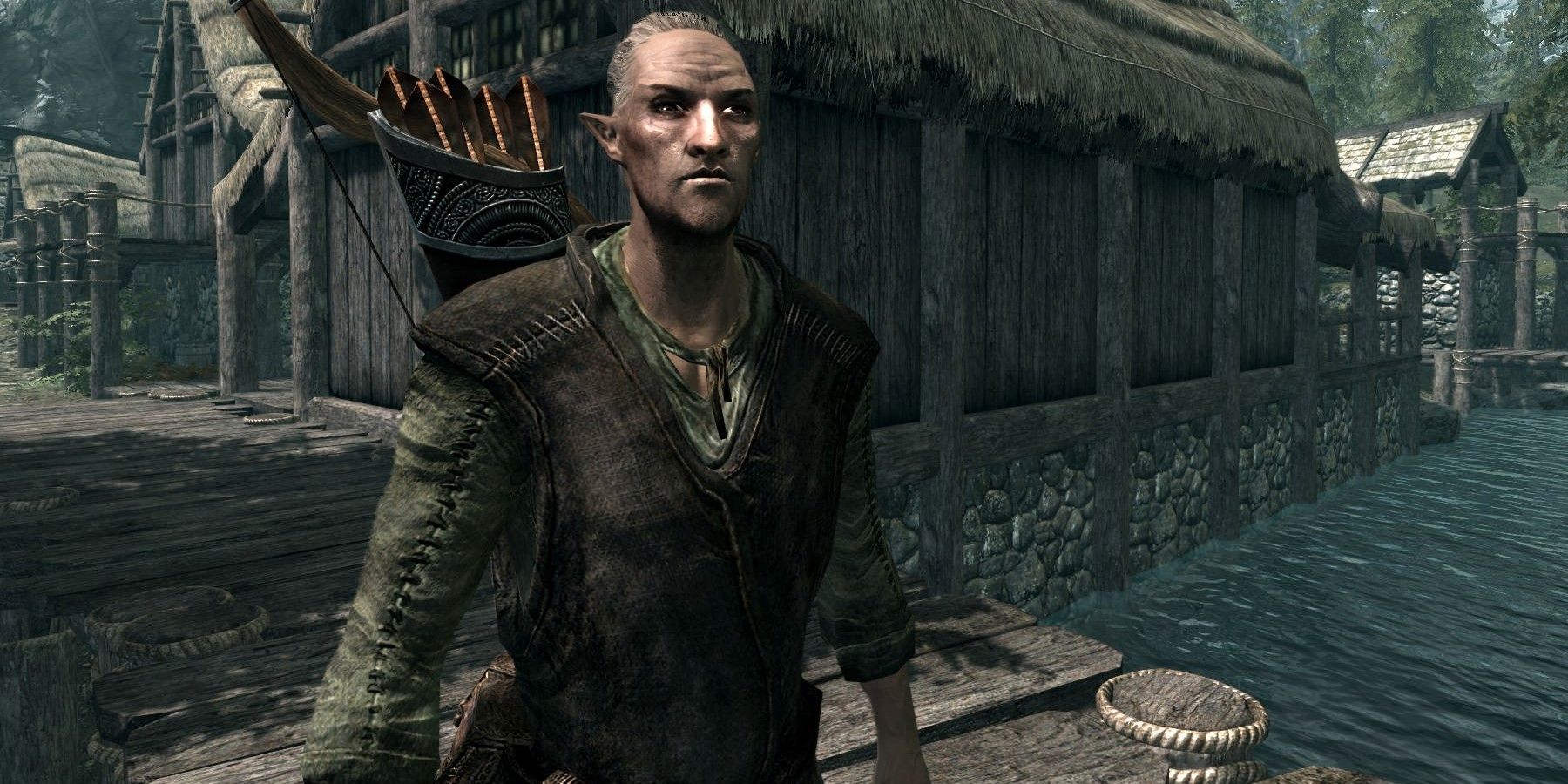 Faendal in Skyrim looking off screen in Skyrim