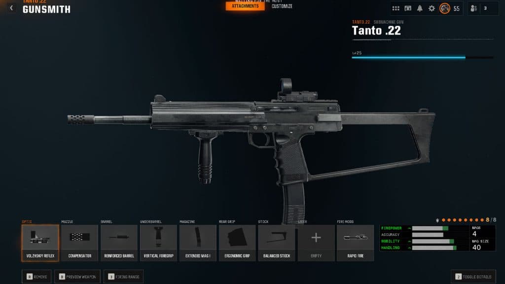 Tanto .22 attachments in Warzone