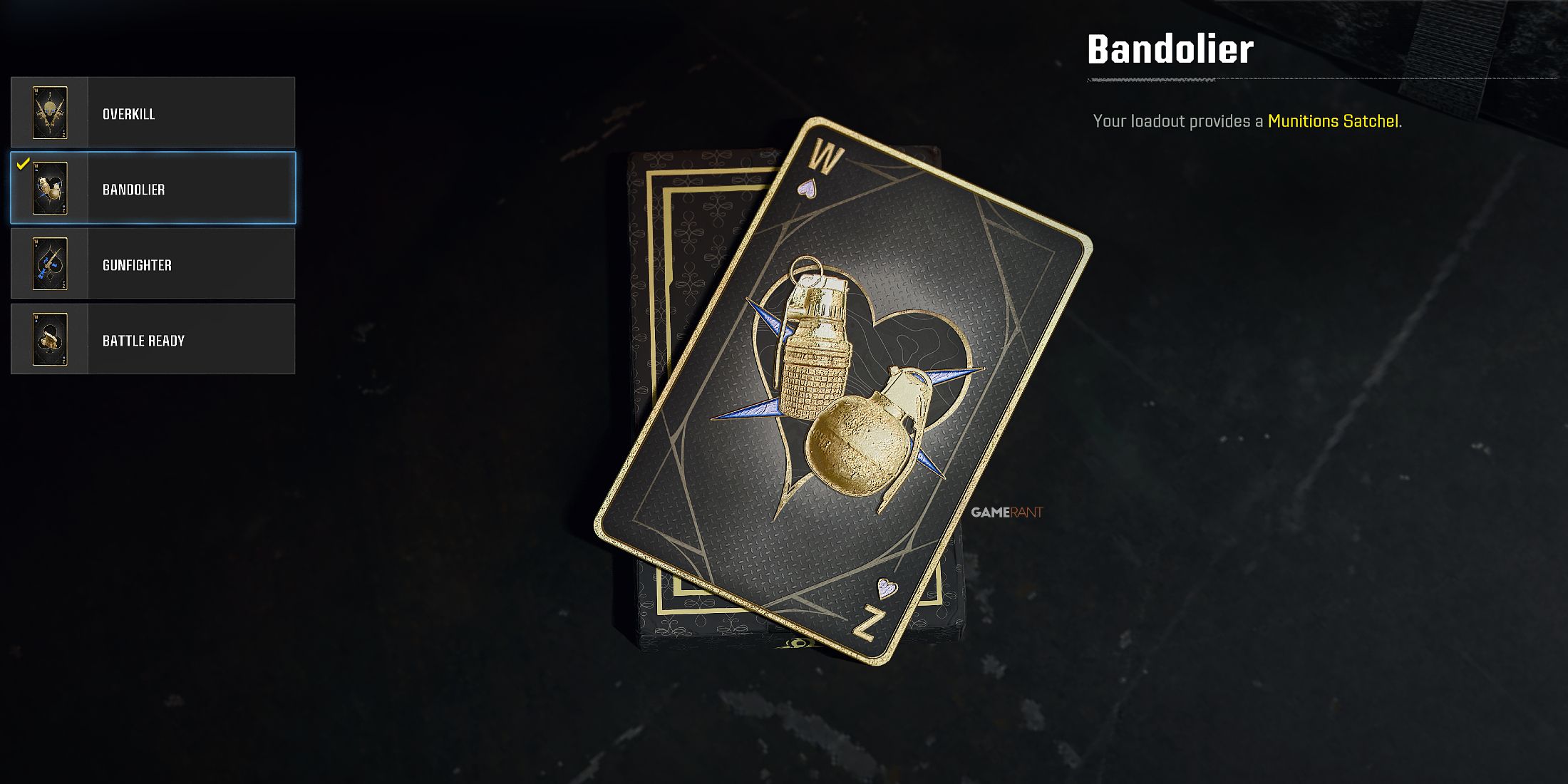 Screenshot showcasing the Bandolier Wildcard in Warzone 