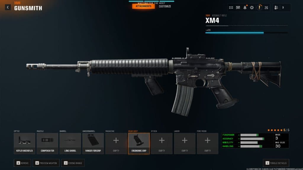 in-game screenshot of the XM4 in the Gunsmith page of Black Ops 6.