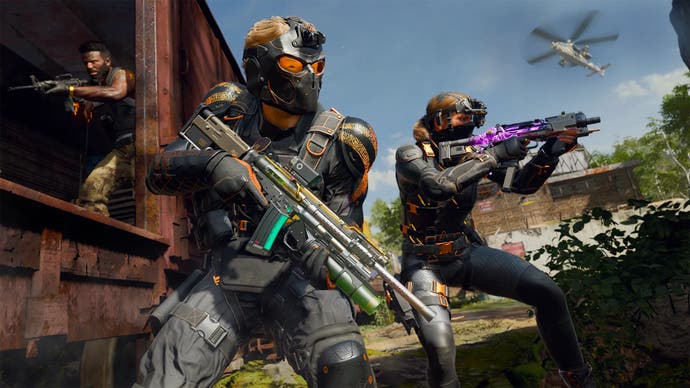 Call of Duty: Black Ops 6 promo image showing three players with guns taking aim