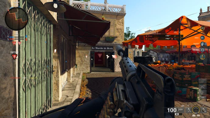 CoD Black Ops 6 screenshot showing an LMG being reloaded by you in a multiplayer game