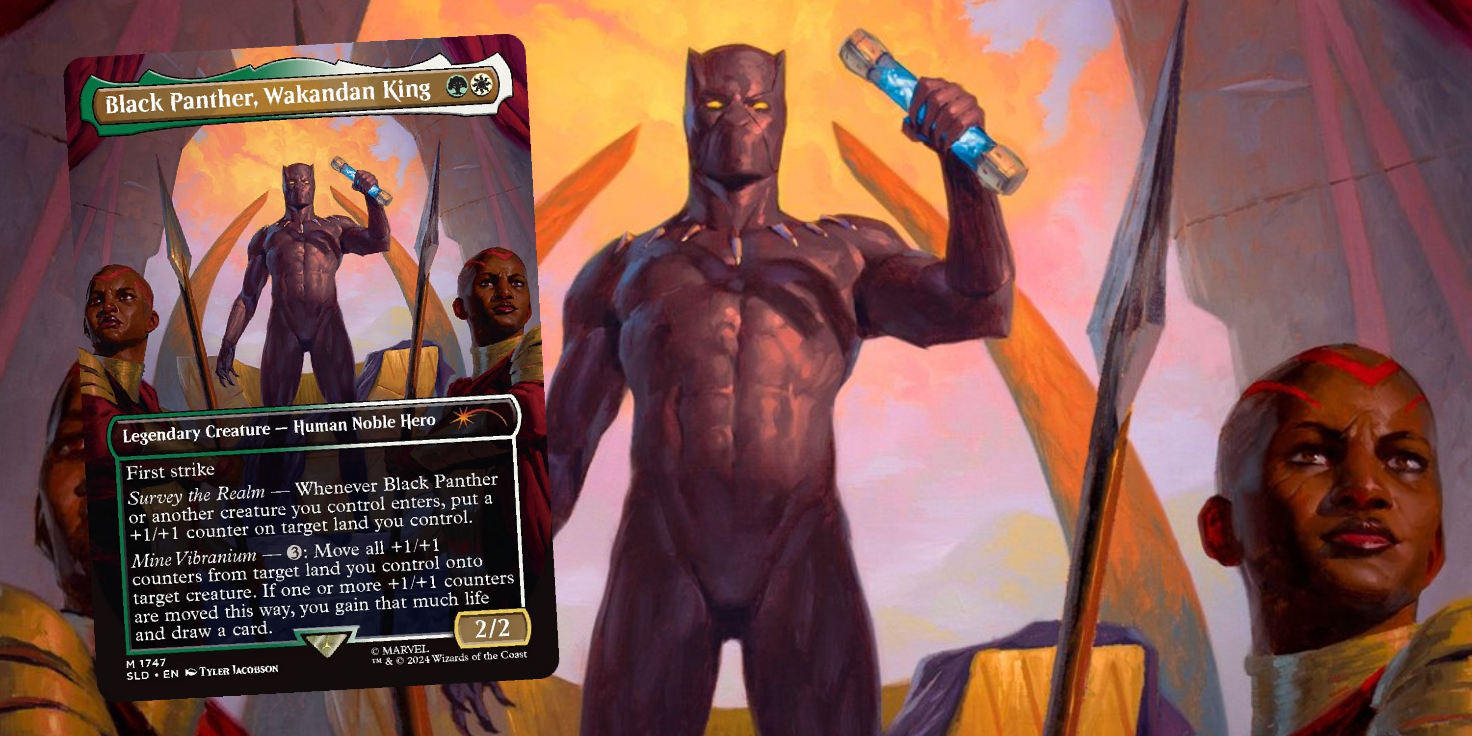 MTG Black Panther card art with the card next to it.