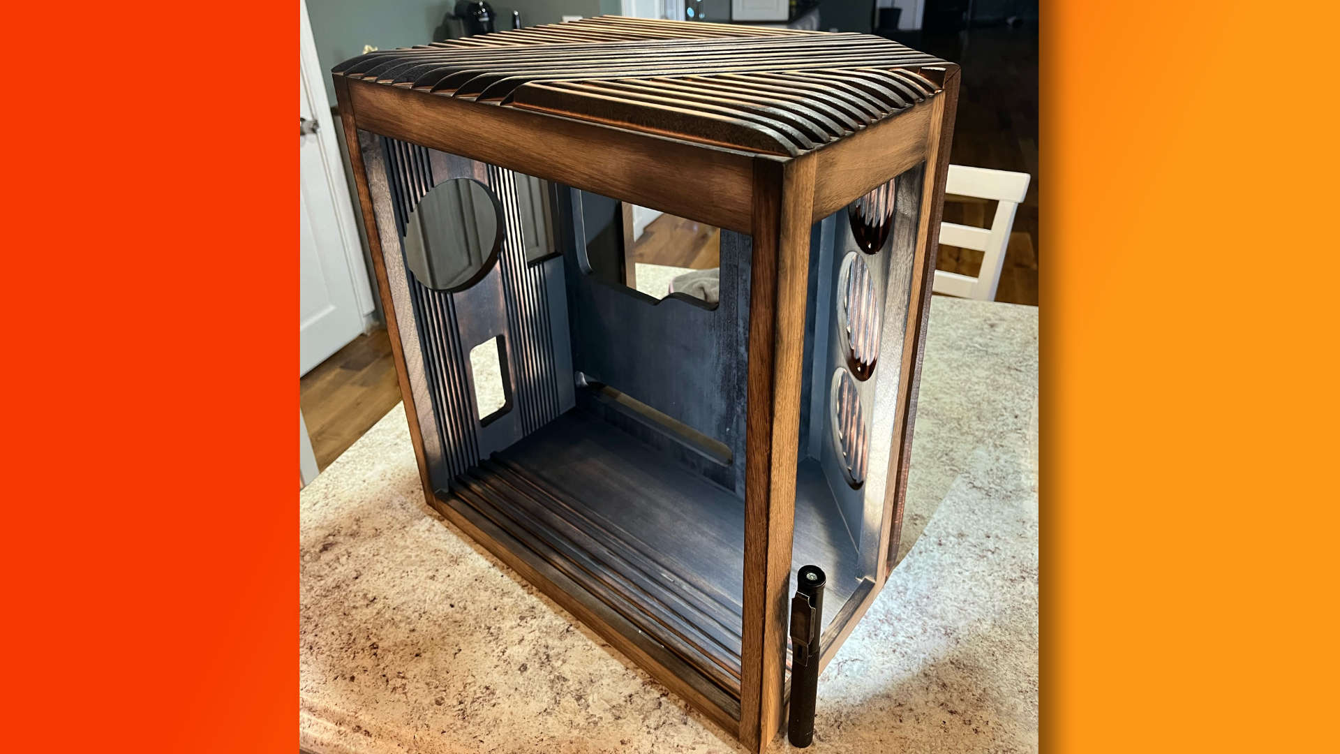 Jason Balok's walnut PC case without components