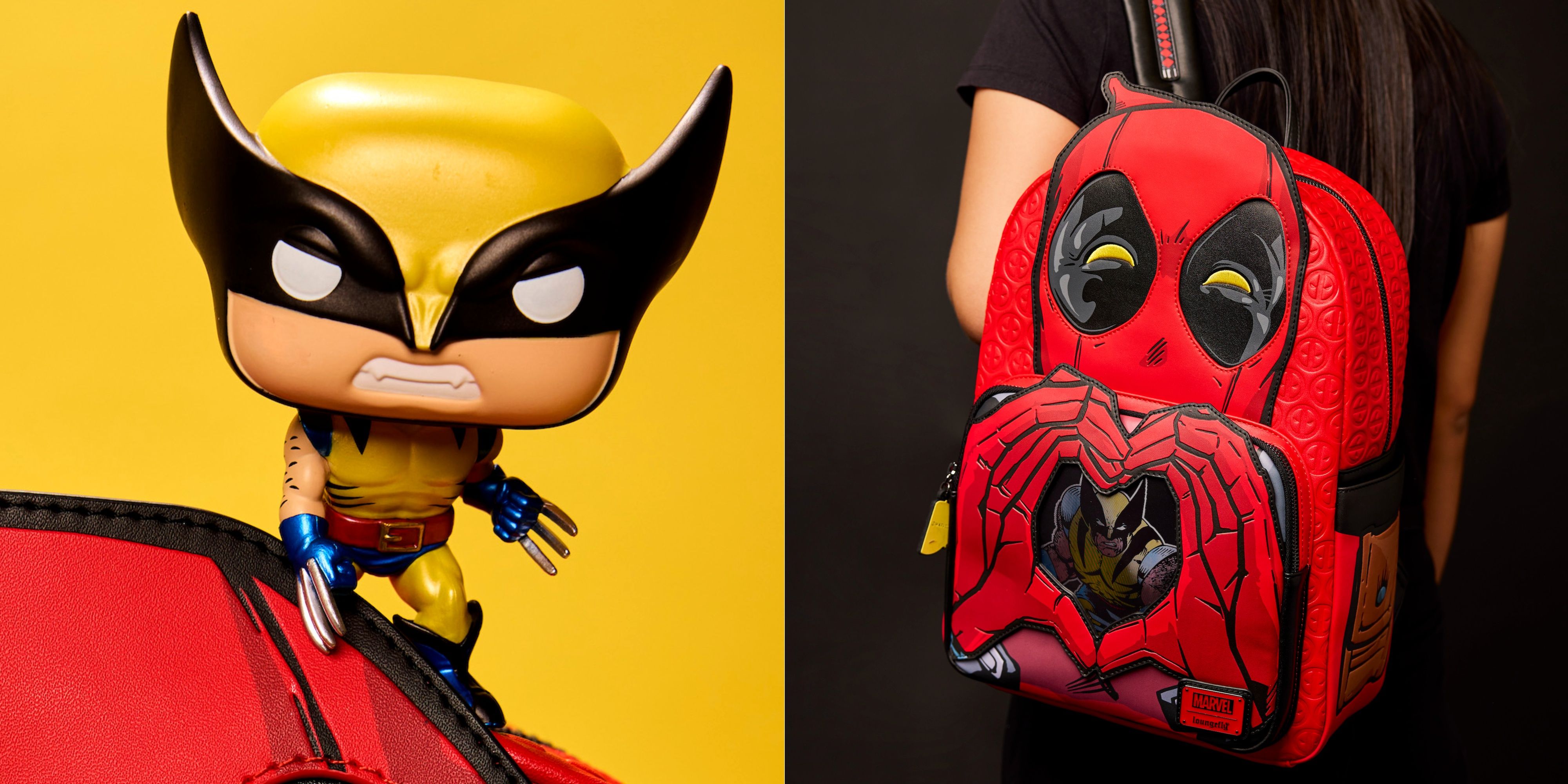 wolverine funko pop and deadpool loungefly backpack