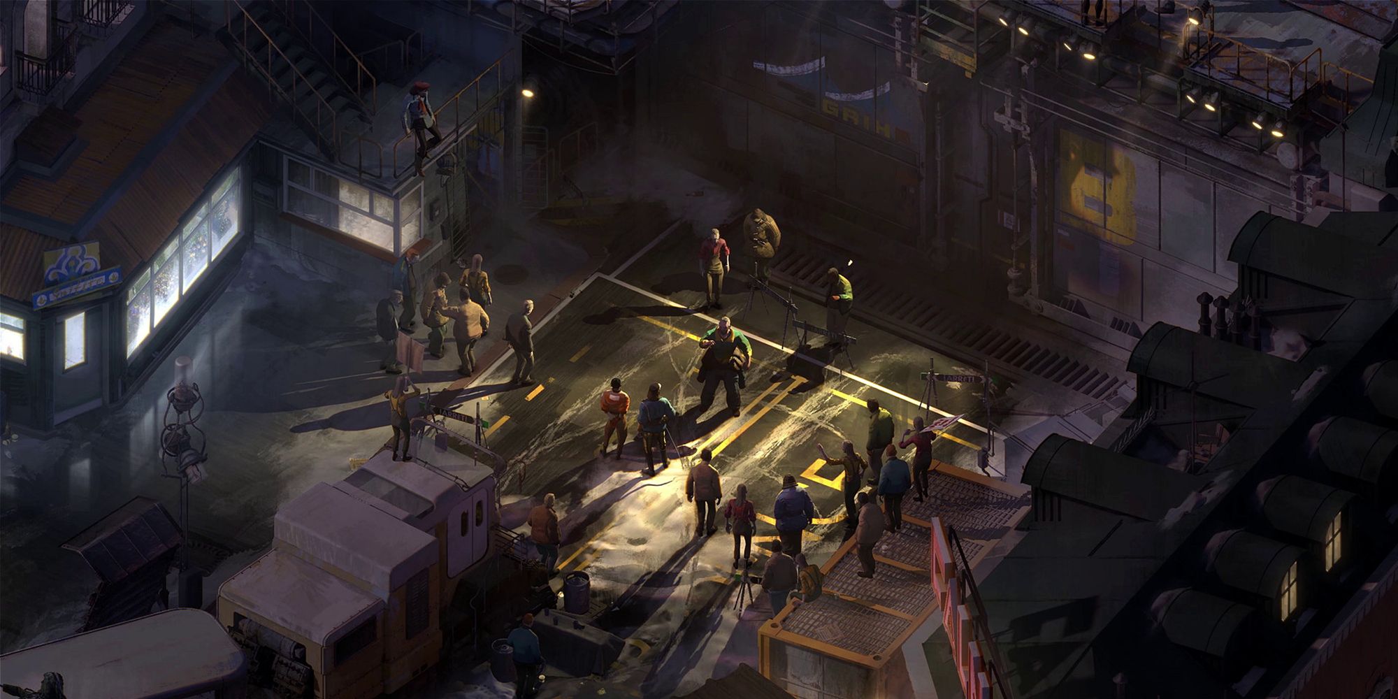 Cops meet with the workers in Disco Elysium (Steam).