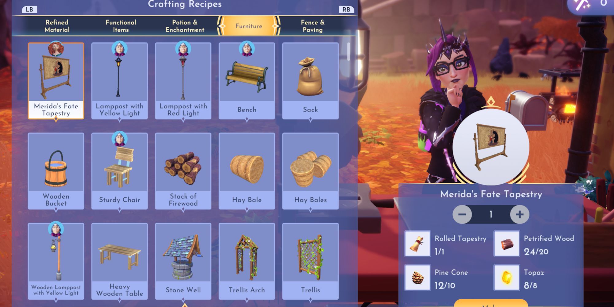 Crafting Merida's Fate Tapestry in A Very Scottish Celebration quest in Disney Dreamlight Valley