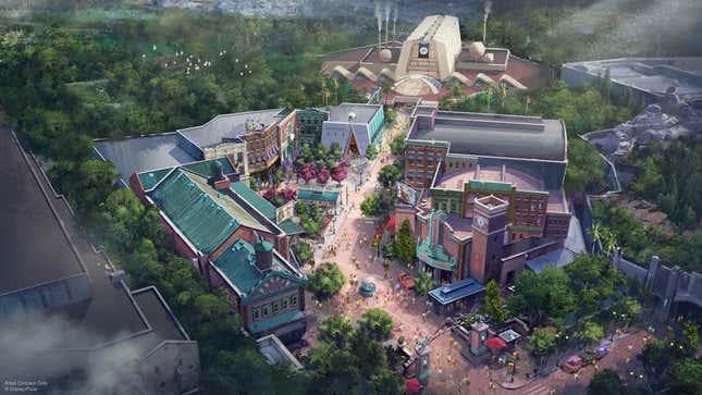 Concept art shows the new Monsters Inc themed land. 